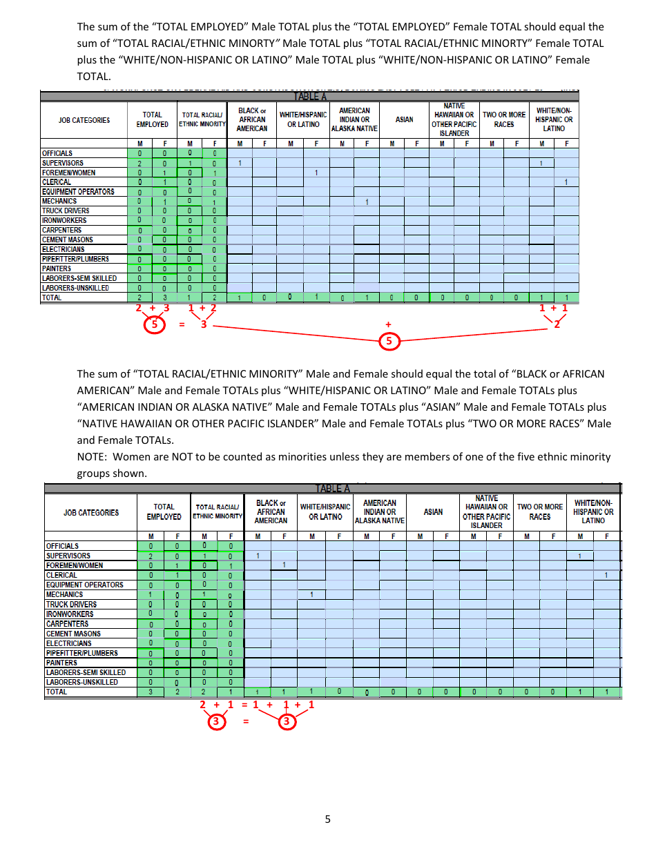 Instructions for Form FHWA-1391 Federal-Aid Highway Construction Contractors Annual EEO Report - Missouri, Page 5