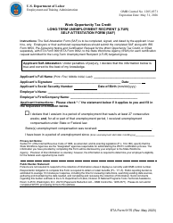 Document preview: ETA Form 9175 Work Opportunity Tax Credit - Long-Term Unemployment Recipient (Ltur) Self-attestation Form (Saf)