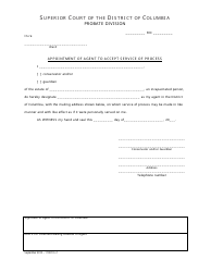 Document preview: Appointment of Agent to Accept Service of Process - Washington, D.C.