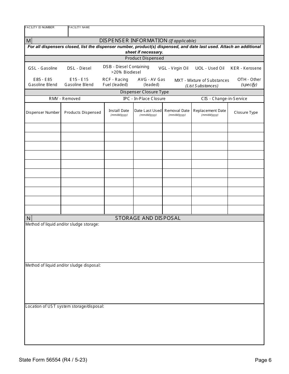 State Form 56554 Underground Storage Tank Systems Closure Report - Indiana, Page 6