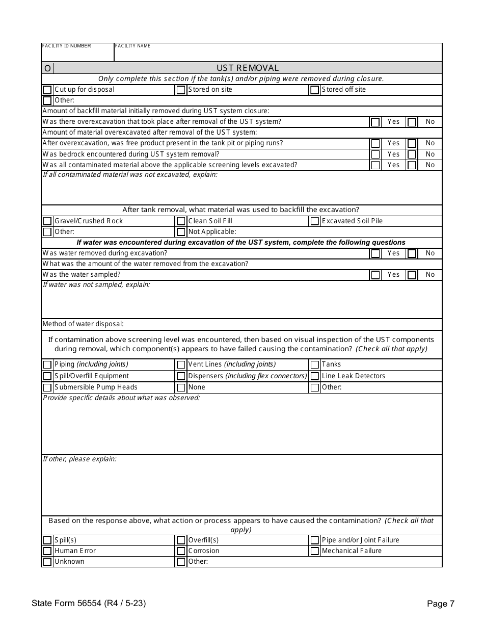 State Form 56554 Underground Storage Tank Systems Closure Report - Indiana, Page 7