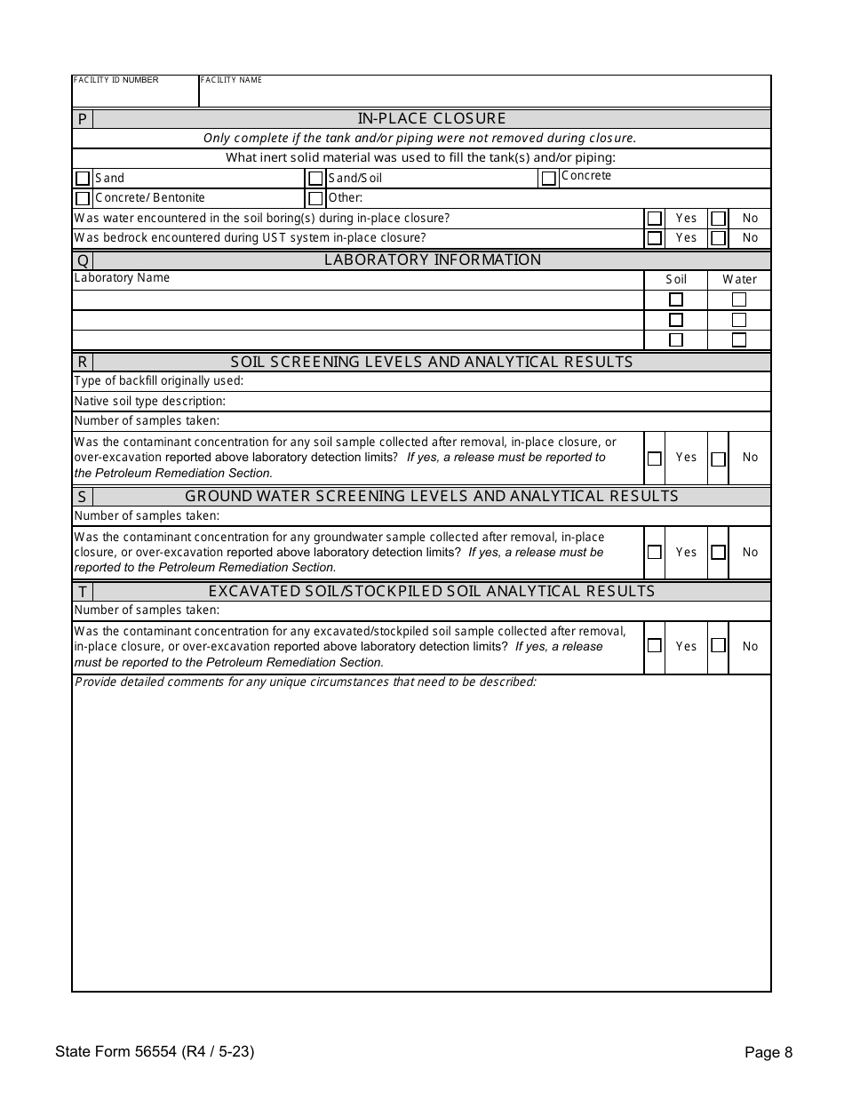 State Form 56554 Underground Storage Tank Systems Closure Report - Indiana, Page 8