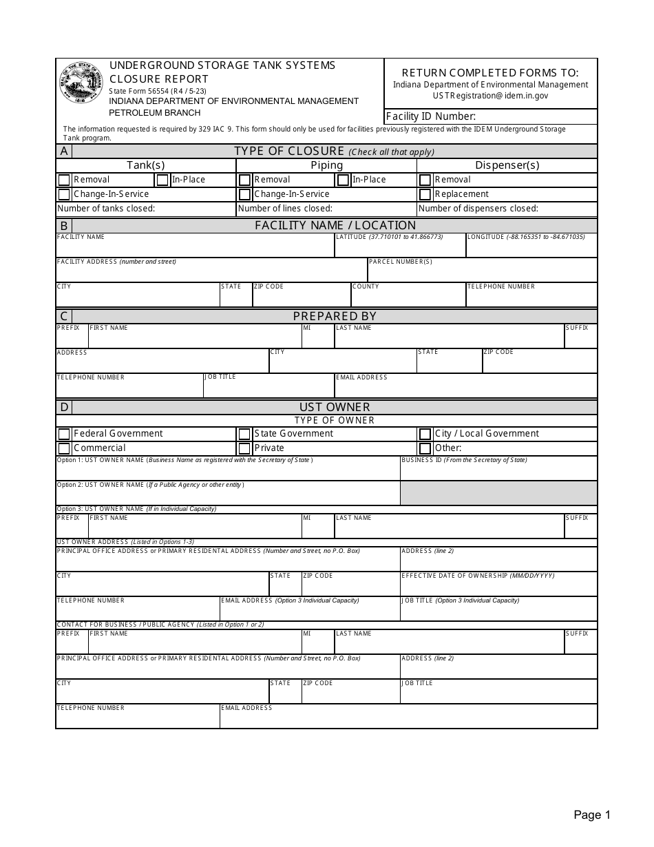 State Form 56554 Download Fillable PDF or Fill Online Underground ...