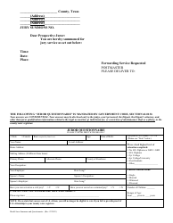 Document preview: Model Juror Summons and Questionnaire - Texas