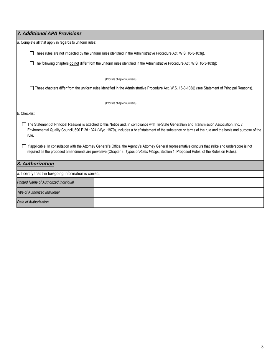 Notice of Intent to Adopt Rules - Wyoming, Page 3