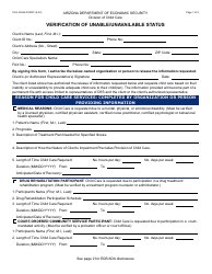 Document preview: Form CCA-0225A Verification of Unable/Unavailable Status - Arizona