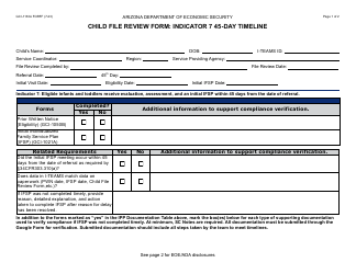 Form GCI-1133A Child File Review Form: Indicator 7 45-day Timeline - Arizona