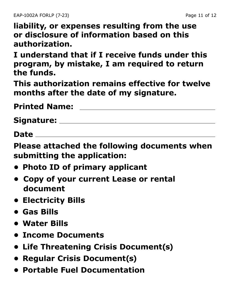 Form EAP-1002A-LP Liheap Application (Large Print) - Arizona, Page 11