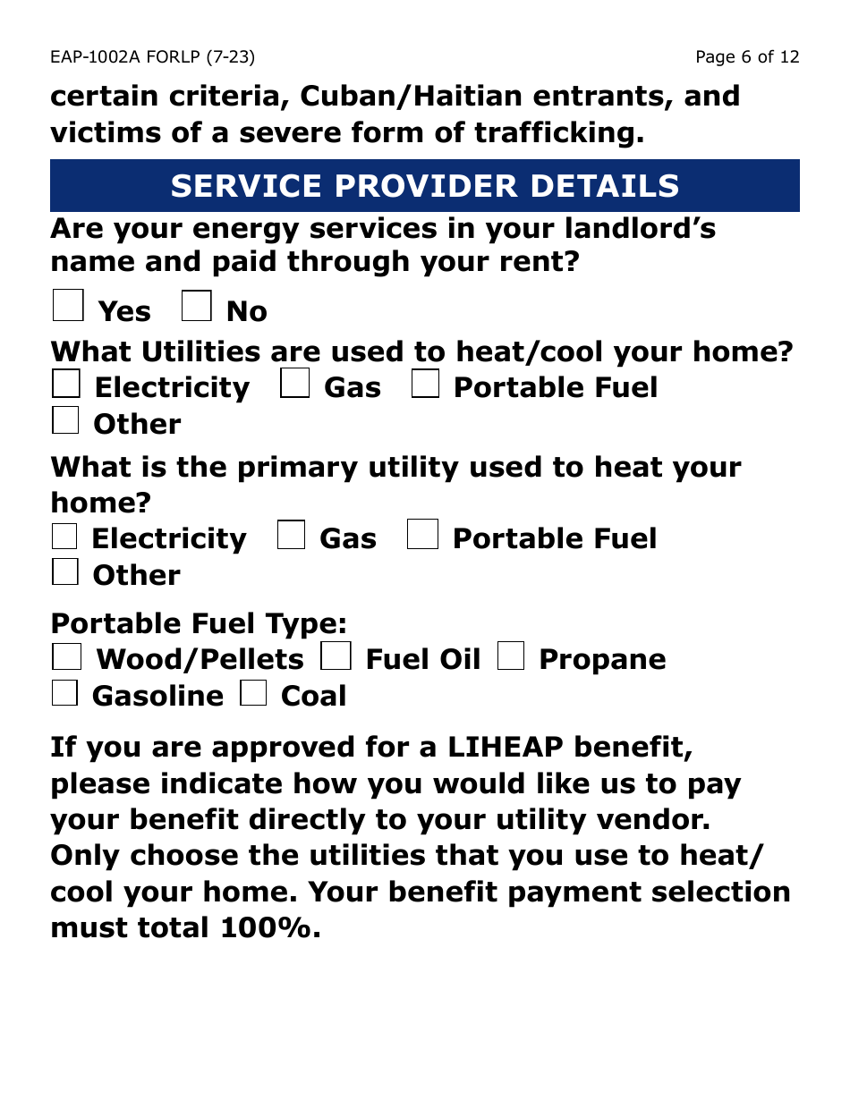 Form EAP-1002A-LP Liheap Application (Large Print) - Arizona, Page 6