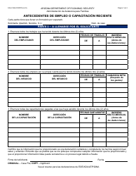 Formulario FAA-0155A-S Antecedentes De Empleo O Capacitacion Reciente - Arizona (Spanish)