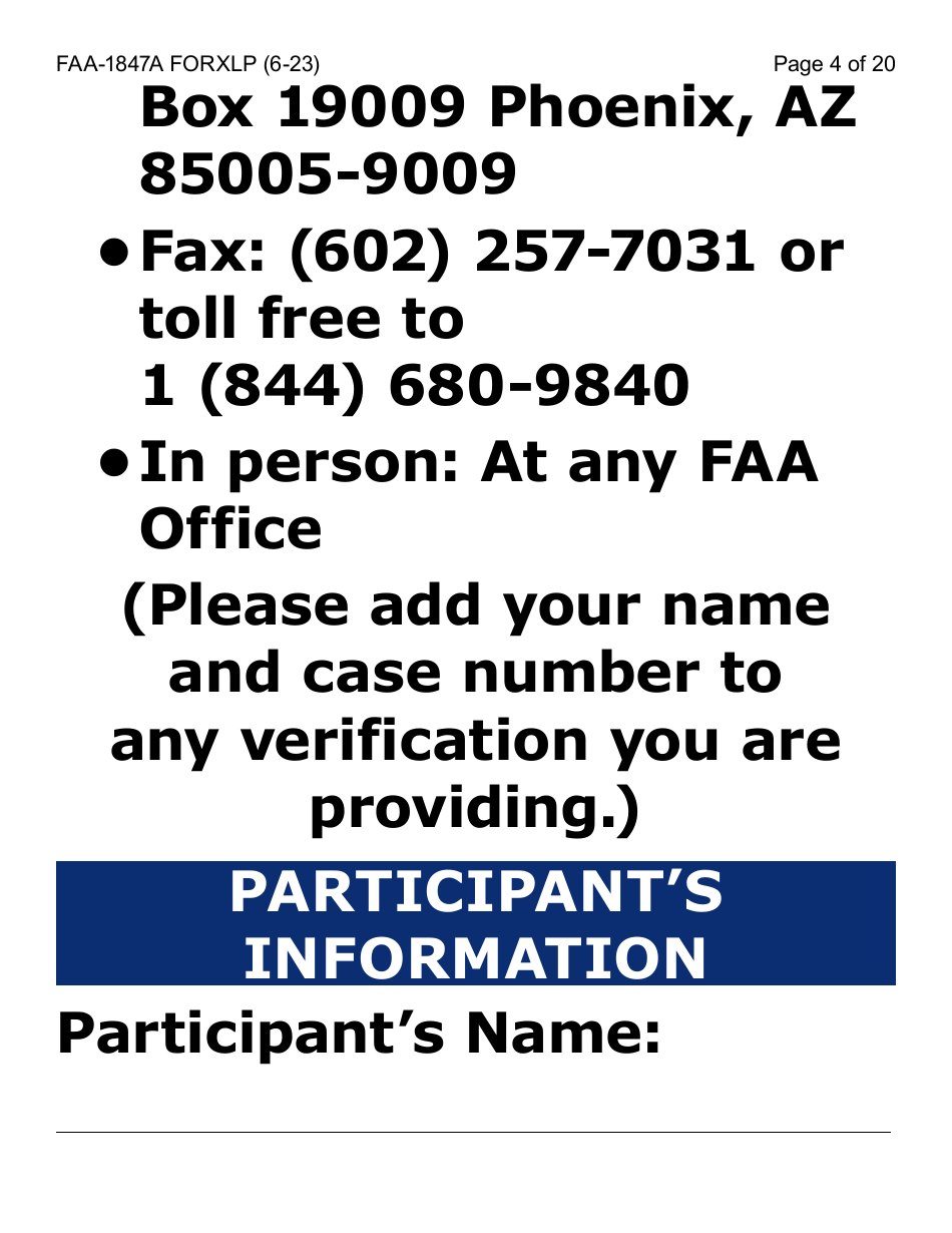 Form FAA-1847A-XLP Electronic Benefit Theft Replacement Request Form (Extra Large Print) - Arizona, Page 4