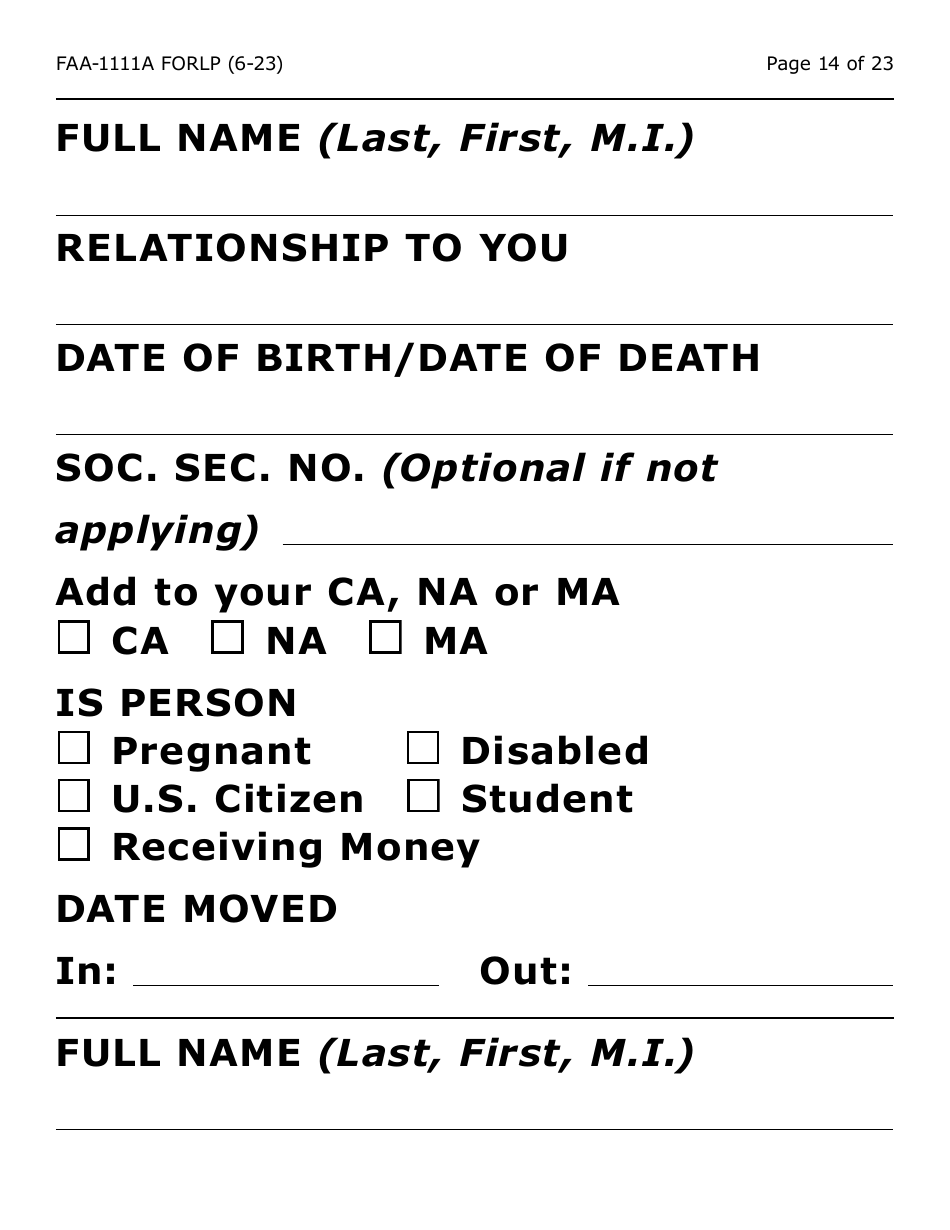 Form FAA-1111A-LP Participant Statement Verification Worksheet (Large Print) - Arizona, Page 14