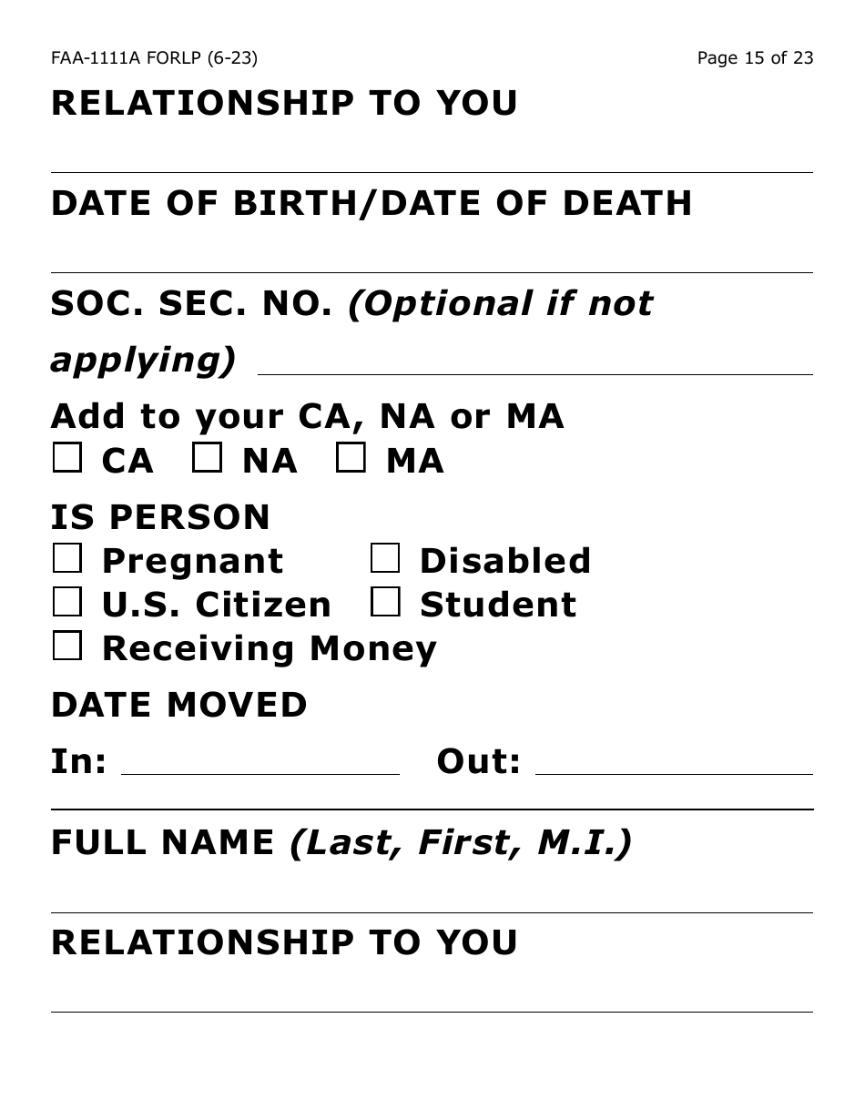Form FAA-1111A-LP Participant Statement Verification Worksheet (Large Print) - Arizona, Page 15