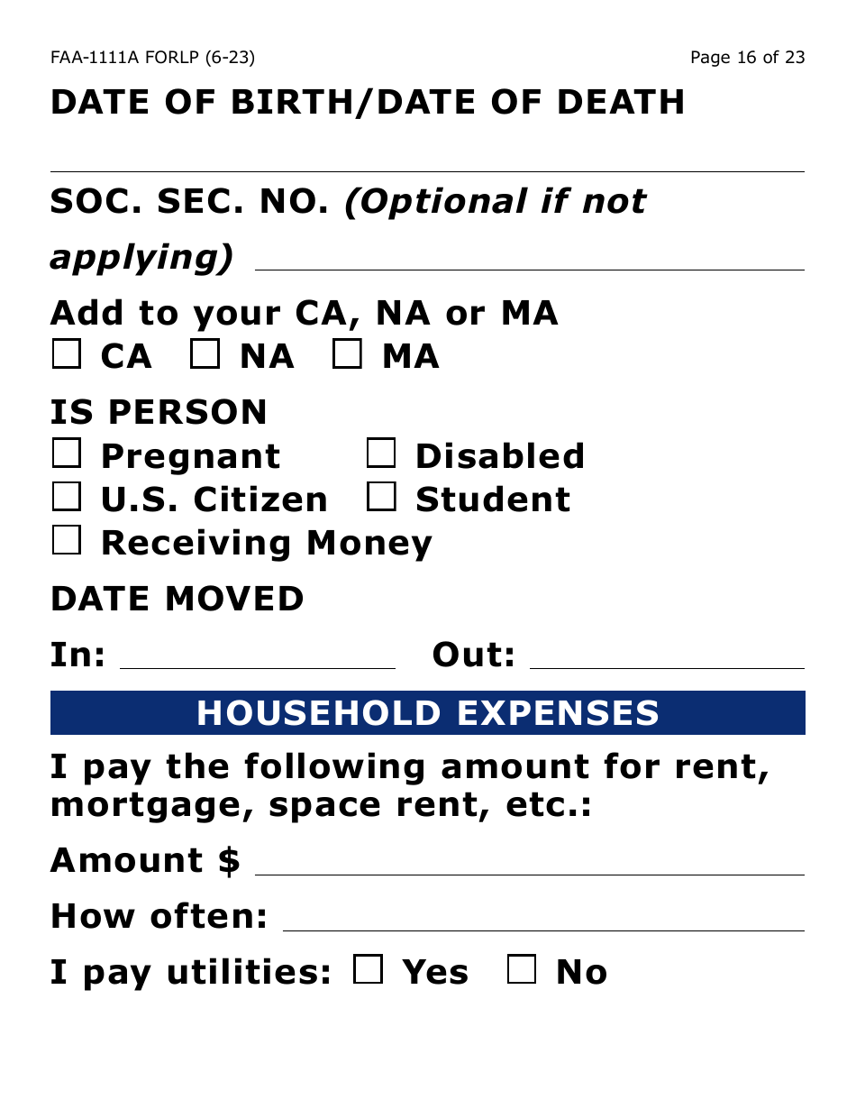 Form FAA-1111A-LP Participant Statement Verification Worksheet (Large Print) - Arizona, Page 16