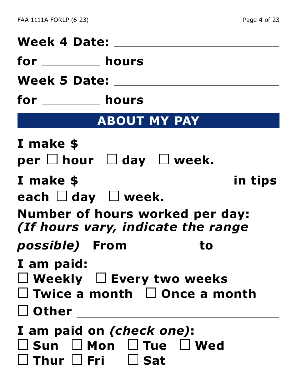 Form FAA-1111A-LP Participant Statement Verification Worksheet (Large Print) - Arizona, Page 4