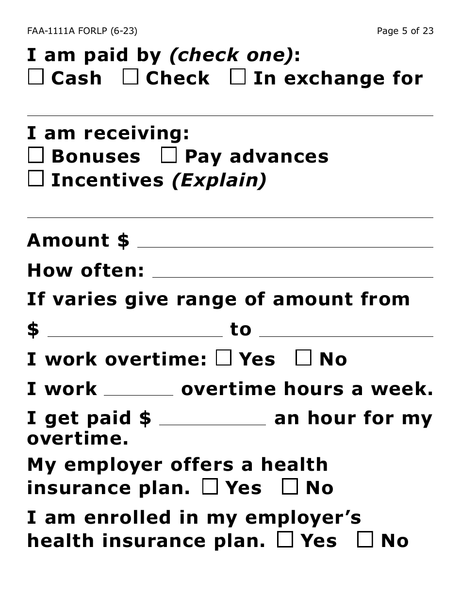 Form FAA-1111A-LP Participant Statement Verification Worksheet (Large Print) - Arizona, Page 5