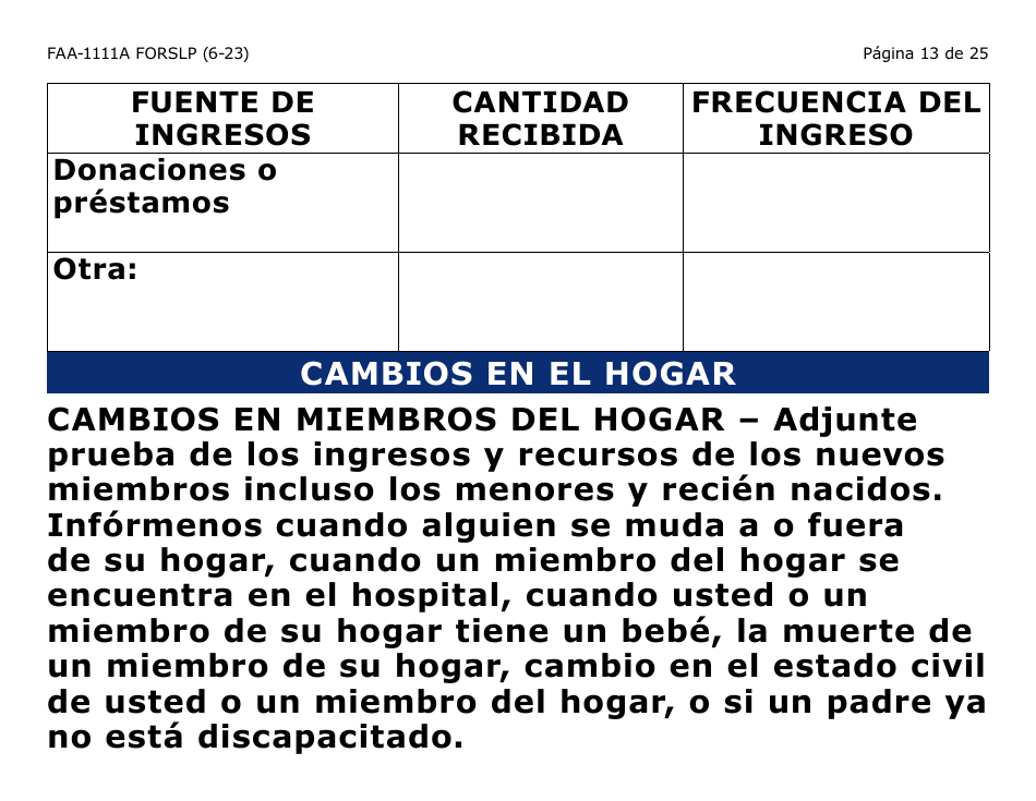 Formulario FAA-1111A-SXLP Formulario Para Verificar La Declaracion Del Participante (Letra Grande) - Arizona (Spanish), Page 13