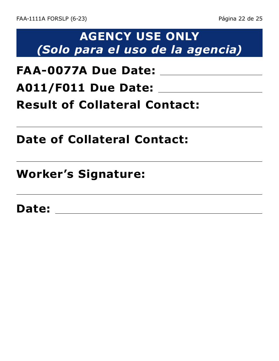 Formulario FAA-1111A-SXLP Formulario Para Verificar La Declaracion Del Participante (Letra Grande) - Arizona (Spanish), Page 22