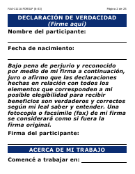 Formulario FAA-1111A-SXLP Formulario Para Verificar La Declaracion Del Participante (Letra Grande) - Arizona (Spanish), Page 2