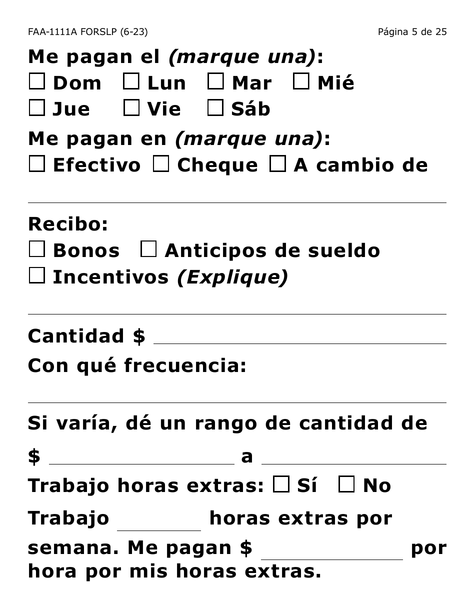 Formulario FAA-1111A-SXLP Formulario Para Verificar La Declaracion Del Participante (Letra Grande) - Arizona (Spanish), Page 5