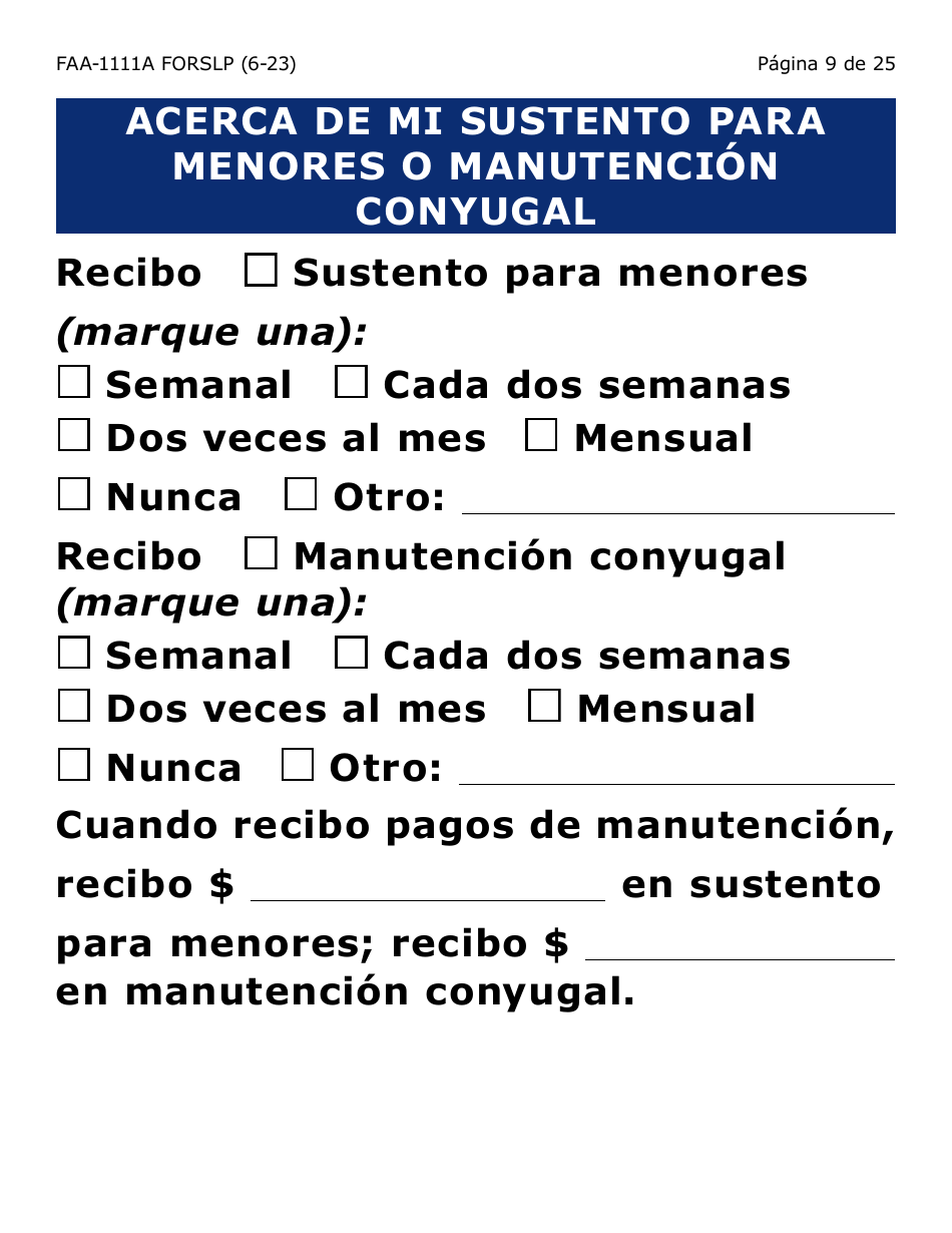 Formulario FAA-1111A-SXLP Formulario Para Verificar La Declaracion Del Participante (Letra Grande) - Arizona (Spanish), Page 9