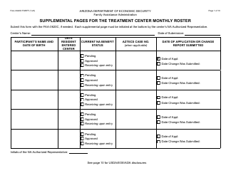 Document preview: Form FAA-0620D Supplemental Pages for the Treatment Center Monthly Roster - Arizona