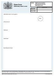 Form ADM1 Claim Form (Admiralty Claim) - United Kingdom