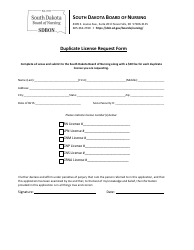 Document preview: Duplicate License Request Form - South Dakota