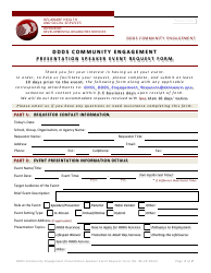 Document preview: Ddds Community Engagement Presentation Speaker Event Request Form - Delaware