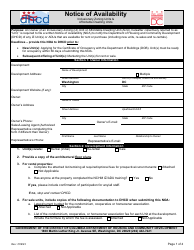 Notice of Availability Form - Washington, D.C.