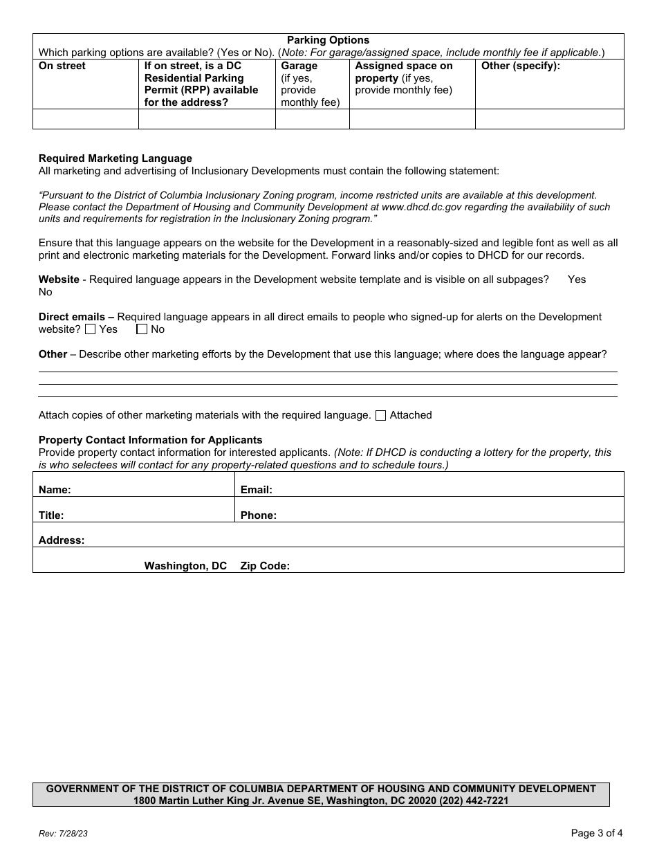 Notice of Availability Form - Washington, D.C., Page 3