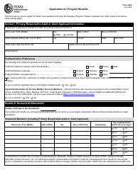 Document preview: Form 3094 Application for Program Benefits - Texas
