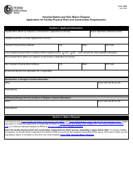 Document preview: Form 3250 Hospital Statute and Rule Waiver Request Application for Facility Physical Plant and Construction Requirements - Texas