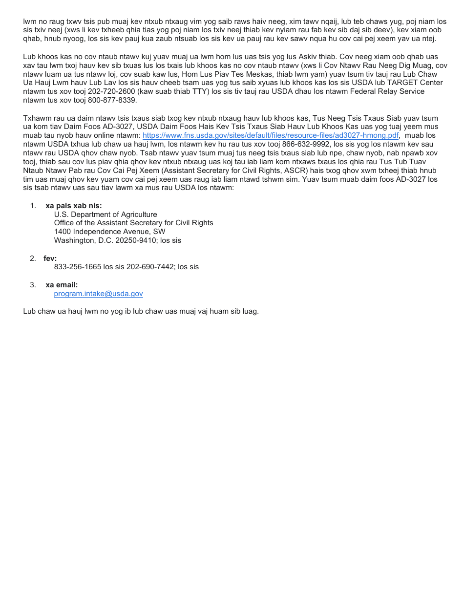 Form F-40103H Eligibility Agreement - Senior Farmers Market Nutrition Program - Wisconsin (Hmong), Page 2