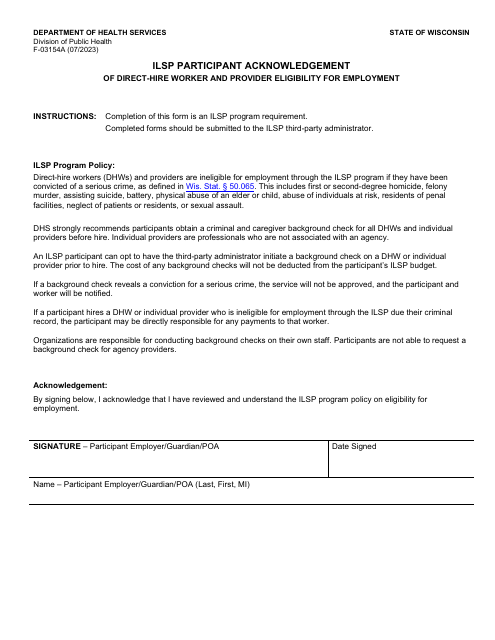 Form F-03154A  Printable Pdf