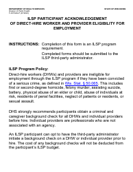 Document preview: Form F-03154ALP Ilsp Participant Acknowledgement of Direct-Hire Worker and Provider Eligibility for Employment - Large Print - Wisconsin