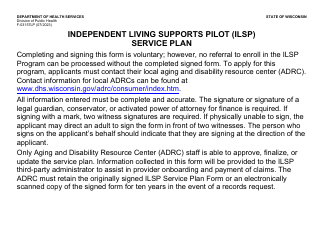 Form F-03157LP Independent Living Supports Pilot (Ilsp) Service Plan - Large Print - Wisconsin