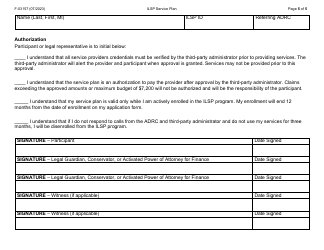 Form F-03157 Independent Living Supports Pilot (Ilsp) Service Plan - Wisconsin, Page 5