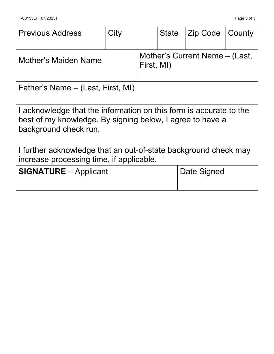 Form F-03155LP Background Information Disclosure Addendum - Ilsp - Large Print - Wisconsin, Page 3