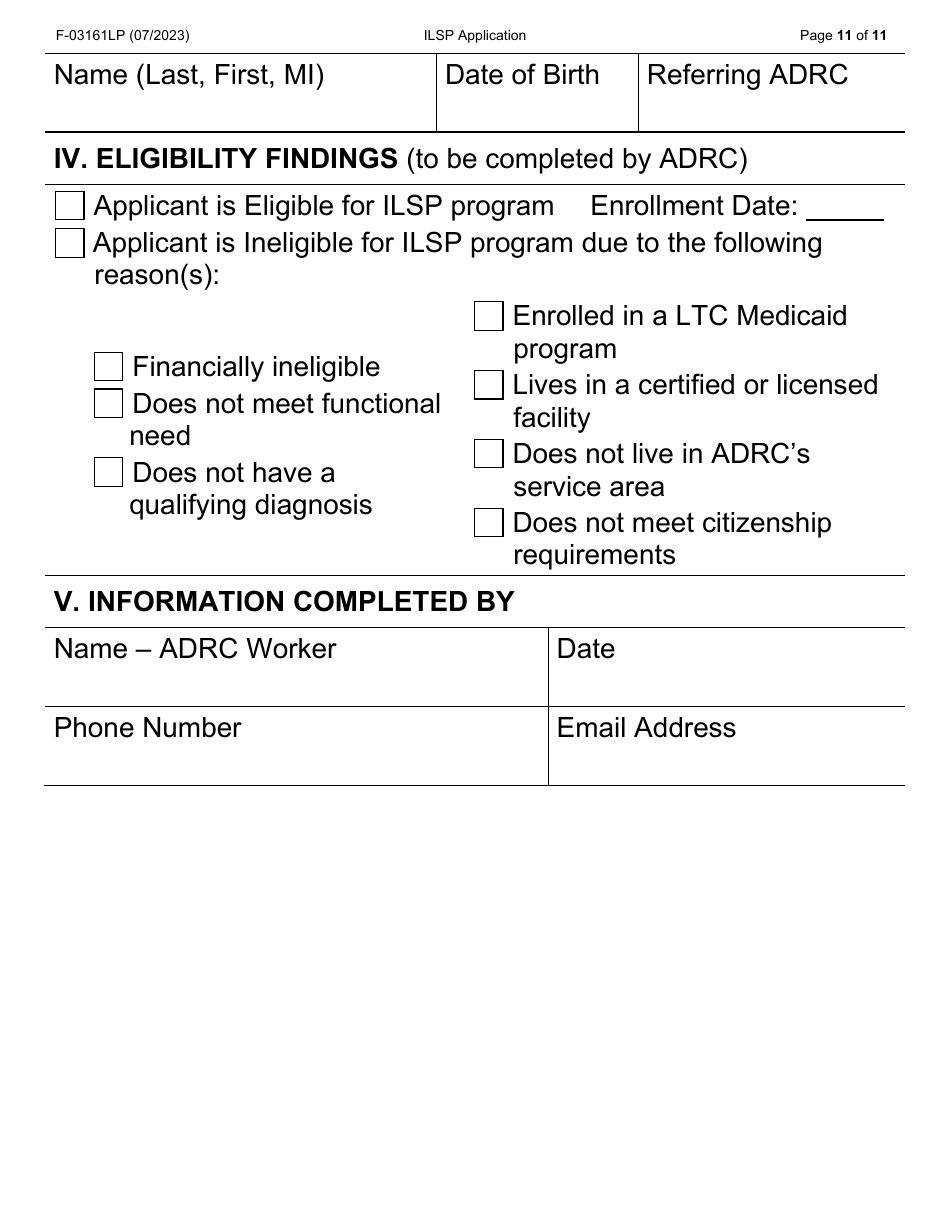 Form F-03161LP Independent Living Supports Pilot (Ilsp) Application - Wisconsin, Page 11
