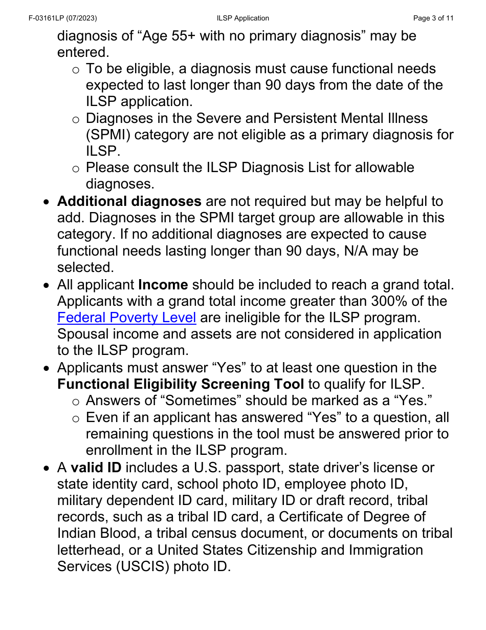 Form F-03161LP Independent Living Supports Pilot (Ilsp) Application - Wisconsin, Page 3