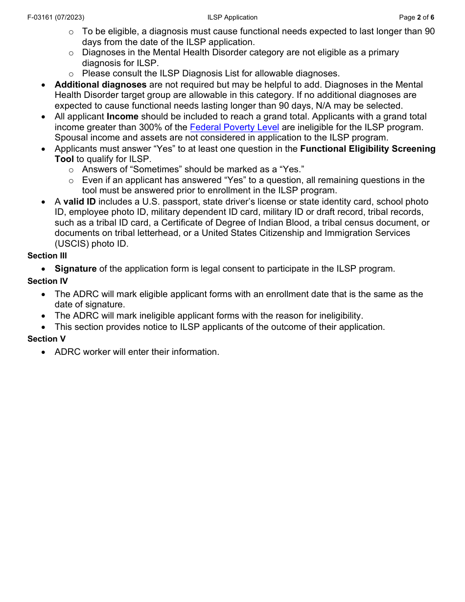 Form F-03161 Independent Living Supports Pilot (Ilsp) Application - Wisconsin, Page 2