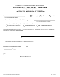 Cosmetology Apprenticeship Application - South Dakota, Page 2