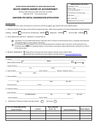 Document preview: Uniform CPA Initial Examination Application - South Dakota