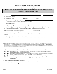 Document preview: Form BOA18 Initial Application for Firm Permit to Practice Public Accountancy - South Dakota, 2024