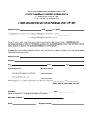Document preview: Underground Irrigation Experience Verification - South Dakota