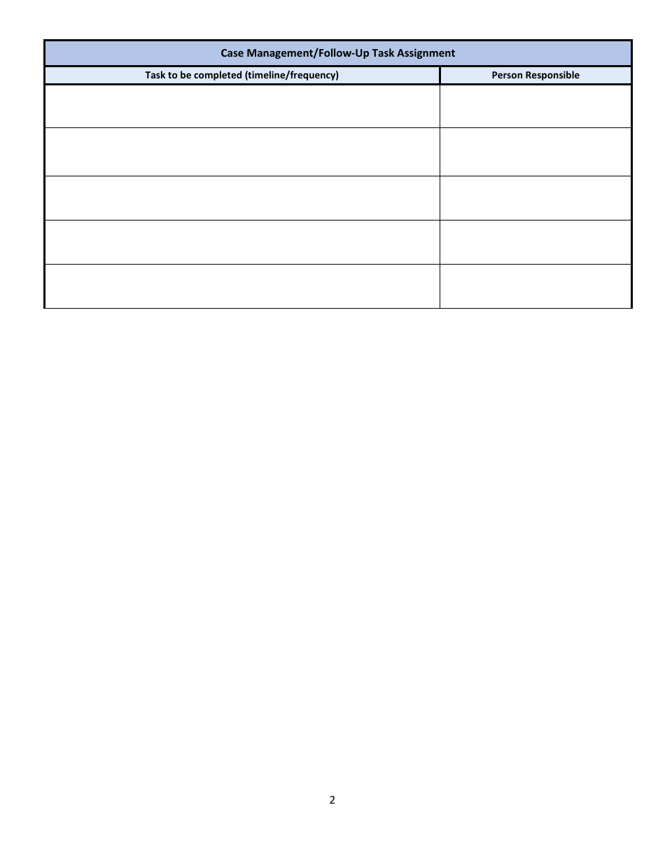 Wisconsin School Threat Assessment Forms - Phase Iii - Case Management / Follow-Up Task Assignment - Wisconsin, Page 2