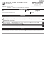 Document preview: State Form 55130 Request for Waiver of Transfer Requirement - Indiana