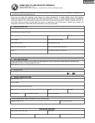 Document preview: State Form 49561 Home Health Aide Registry Renewal - Indiana