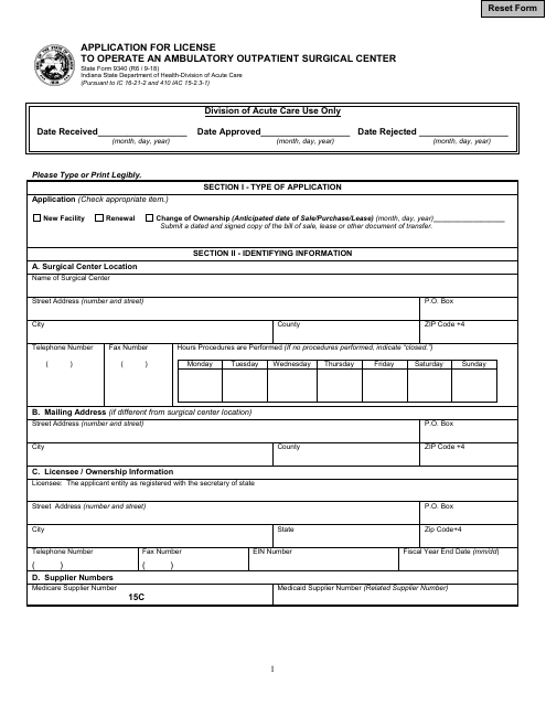 State Form 9340  Printable Pdf